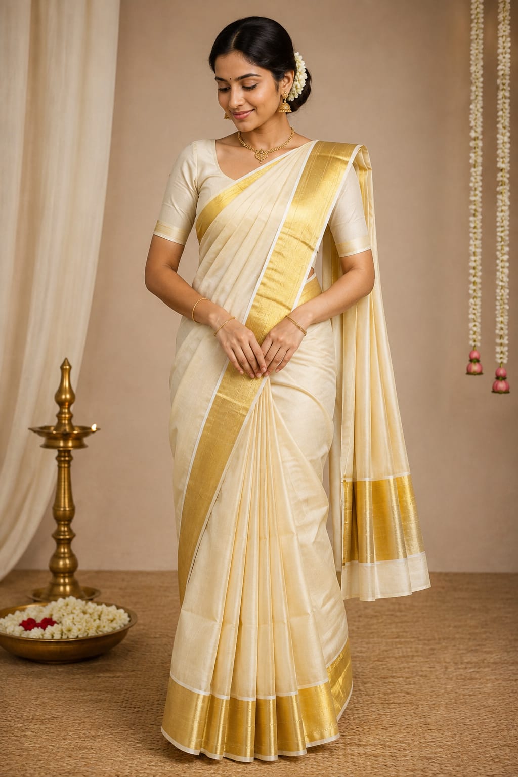 Kerala Set Saree · Premium Golden Tissue