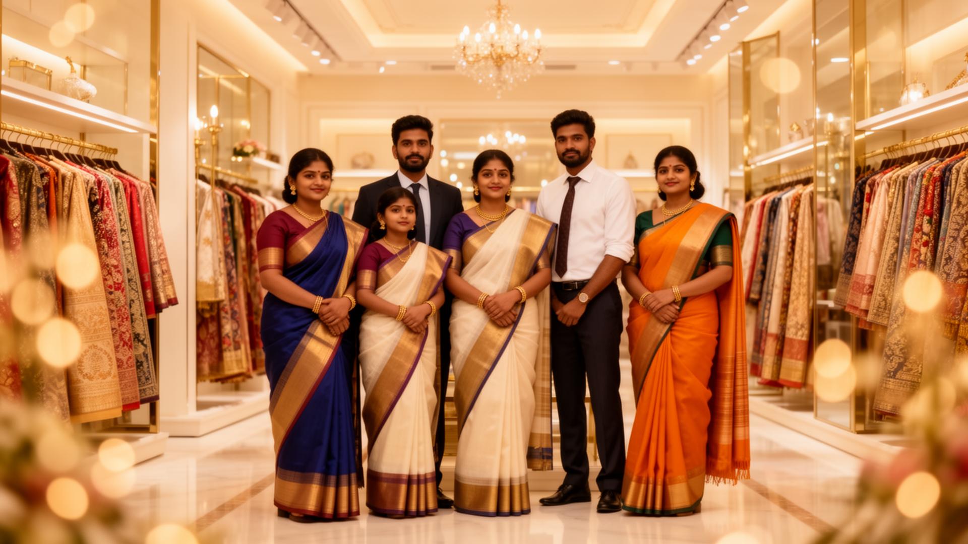 Kerala family at Pattuvila Vasthralayam